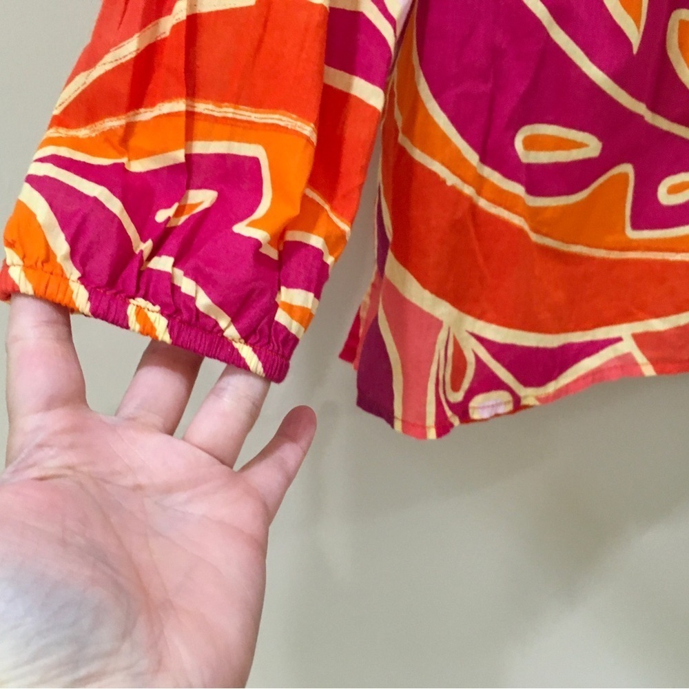CHRISTIAN SIRIANO Aztec Blouse Top Embroidered Boho orange - Picture 5 of 6